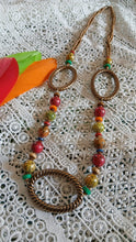 mulicolor beads attached with antique gold rings