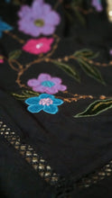 Black marina shawl embroidered