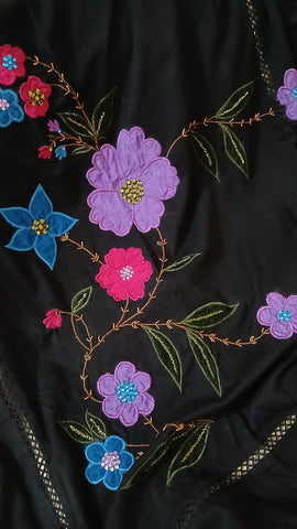 Black marina shawl embroidered