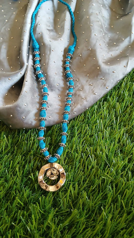 wool hand made necklace with silver pendant