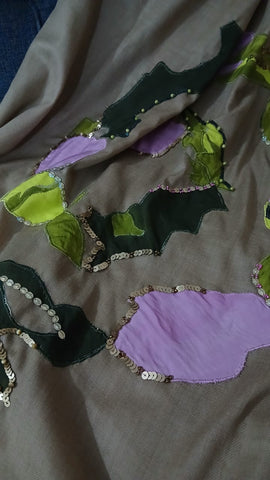 Wool applique shawl