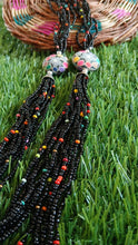long size multilayered  beaded mala black and multi shade..