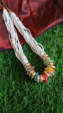 off white medium sized mala with glass beads and acarylic rings