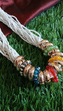 off white medium sized mala with glass beads and acarylic rings